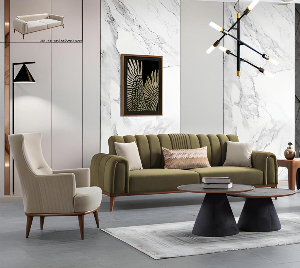 Sofa 3 Sitzer Designer Sofa Sessel Luxus Polster Sofas Couchen Stoff Textil
