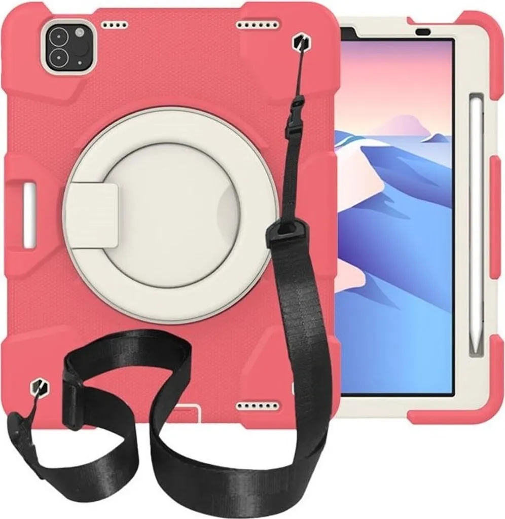 Custodia iPad Pro 11 e Air 5/4 Rosa con Tracolla e Supporto Antiurto