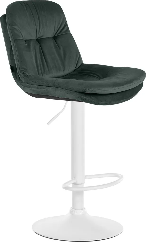 Offerta Sgabello Velluto Verde Scuro - Regolabile Base Metallo Bianco