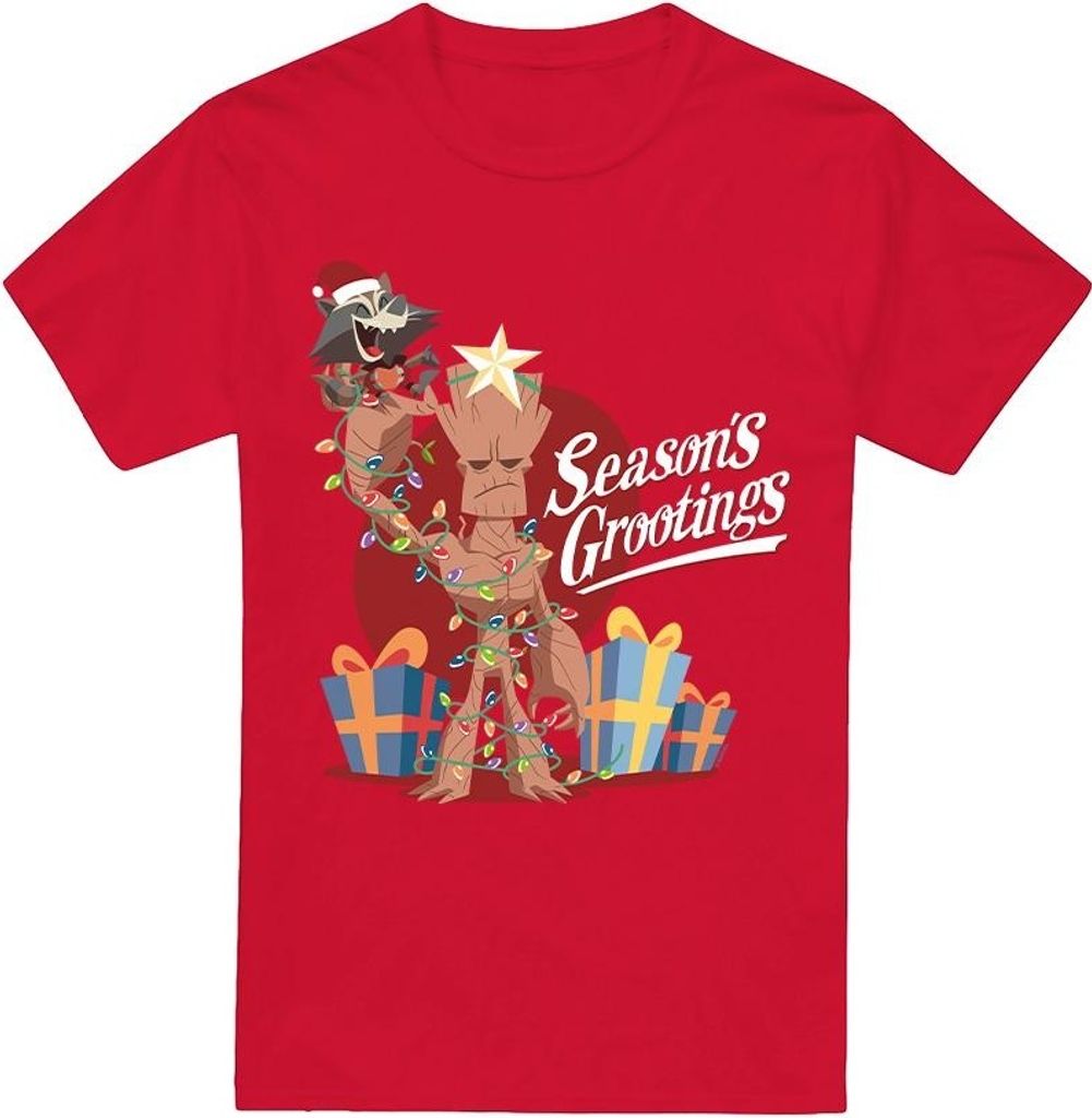 Guardians Of The Galaxy - "Seasons Grootings" T-Shirt für Herren TV3590 (3XL) (Rot)