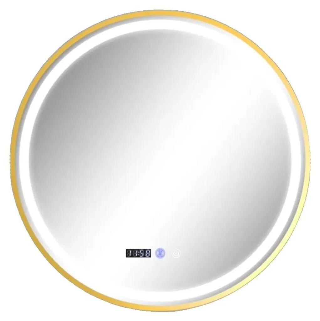 Miroir de salle de bain rond 60 cm LED 168 perles réglable et anti-buée