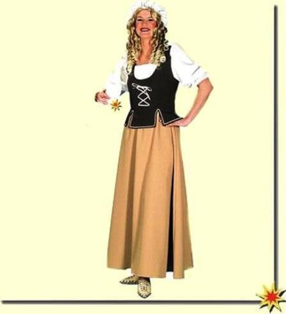 Mittelalter-Magd Kleid mit Haube, Größe:46 Produktbild 