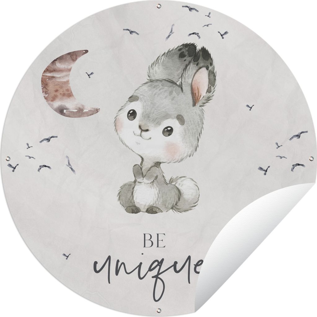 MuchoWow Gartenposter Outdoor-Poster Rund Zitate - Kinder - Einzigartig sein - Jungen - Mädchen - Aquarellieren Ø 120 cm Gartendeko Rundes Post...