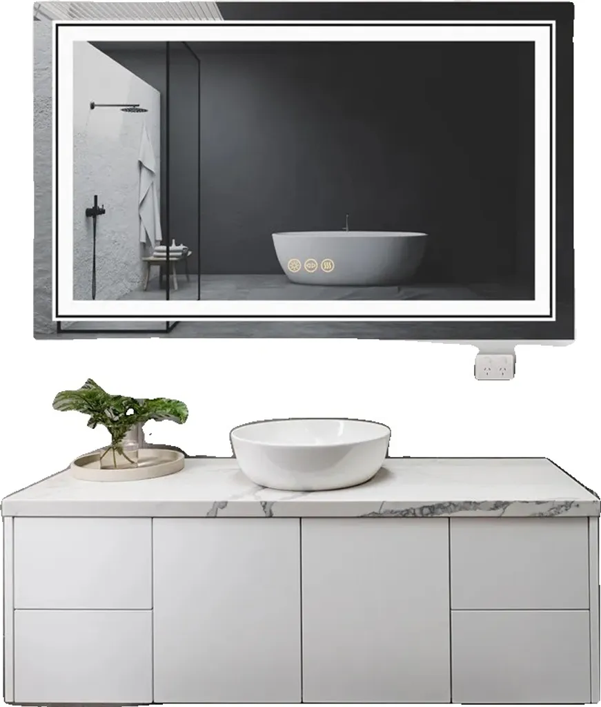 Miroir de salle de bain éclairé 100x60cm avec capteur et anti-buée
