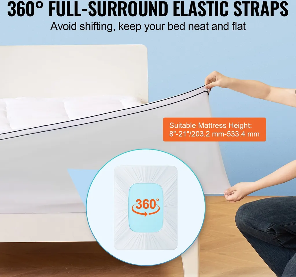 Protège-matelas 25,4mm : Solution Contre Matelas Dur - Lavable et Confortable - 6