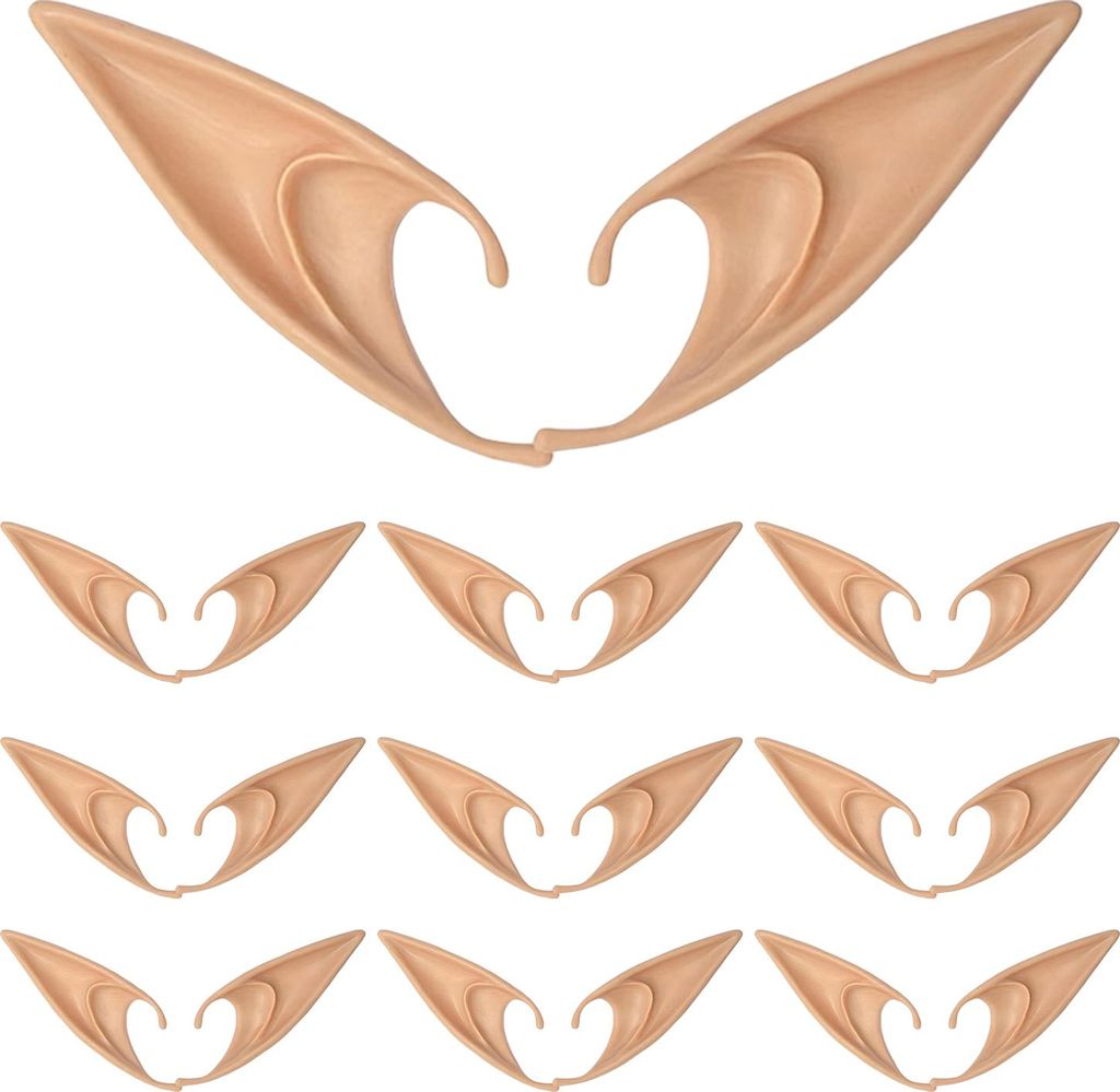 10 Paar Feen-Pixie-Elfenohren, weiche spitze Feenohren, Party-Cosplay-Kostüm für Halloween, Elfen-Maskenball, Make-up-Zubehör