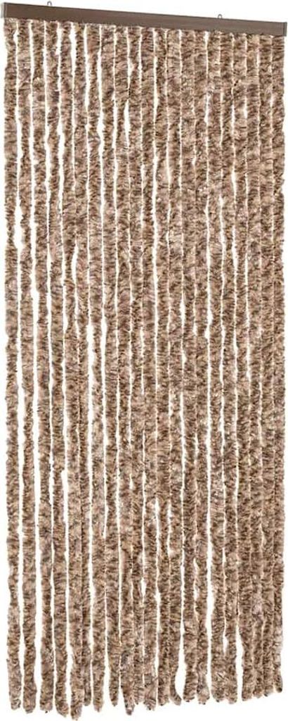 vidaXL Fliegenvorhang Beige und Dunkelbraun 90x220 cm Chenille