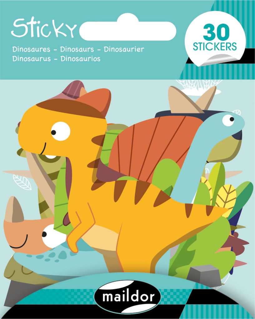 Maildor 10x Sticky, Dinosaurier, 30 Sticker - Mehrfarbig AE180C