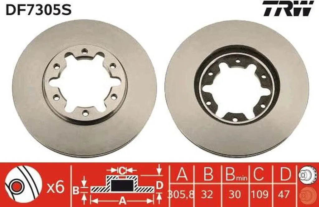 Disque de frein TRW DF7305S anti-vibration OE 40206VB001 pour Patrol