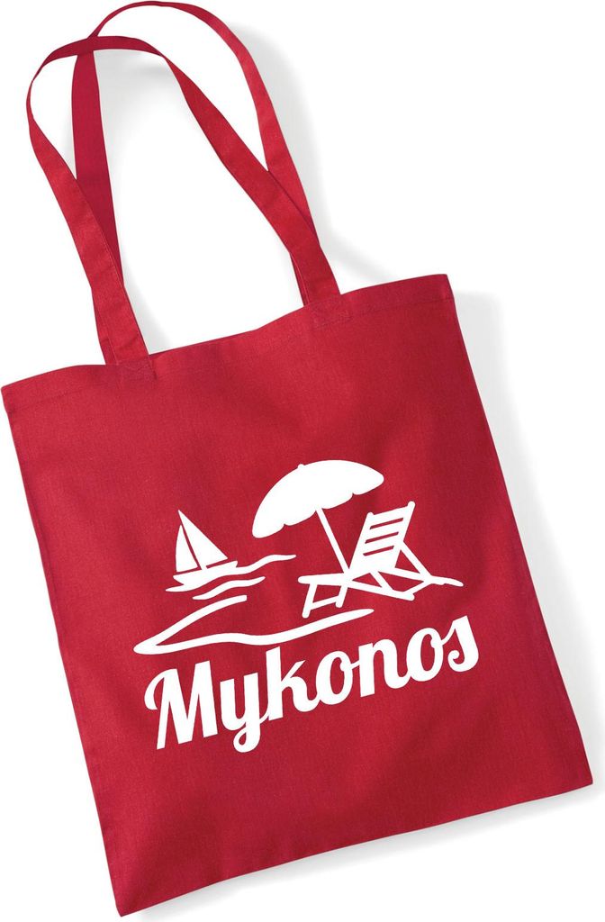 Huuraa Jutebeutel Mykonos Griechenland 10 Liter Classic Red Baumwolle Tasche Geschenkidee