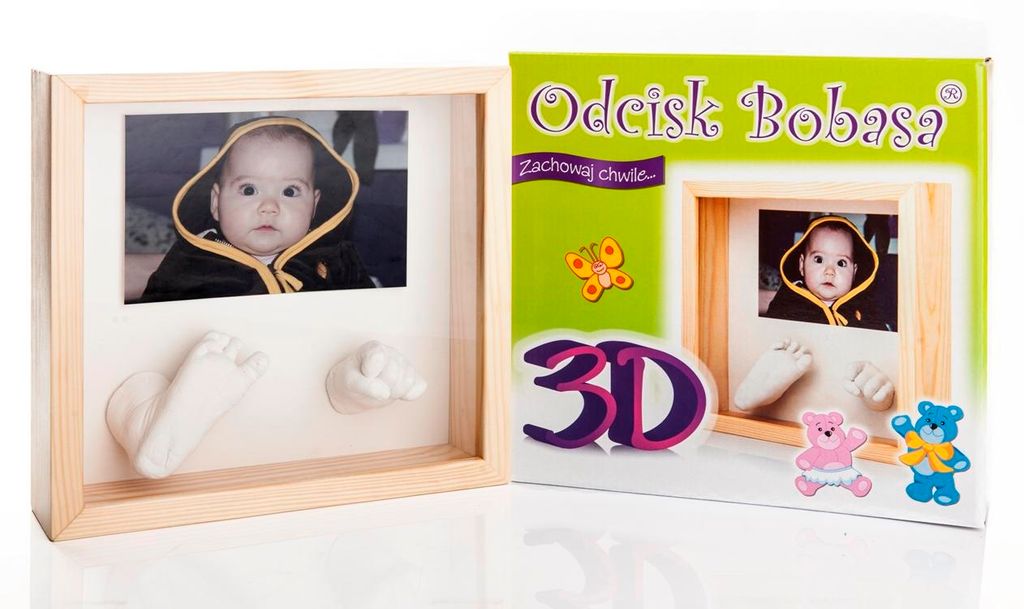 Ramka na odcisk dłoni/stopy dziecka 3D Odcisk bobasa