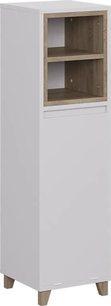 Meuble rangement salle de bain 30x105cm avec bac à linge basculant