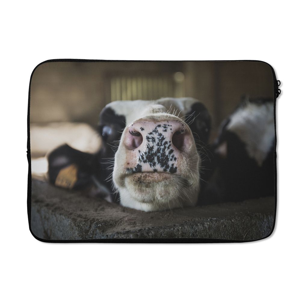 MuchoWow Laptop Hülle 13 Zoll Kuh bombt die Herde mit einem Foto Laptoptasche - Laptophülle - Sleeve - Rundumschutz