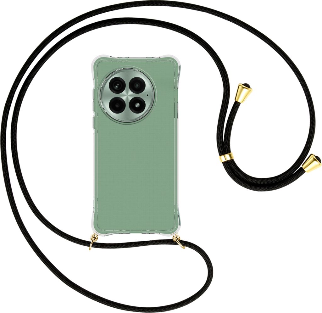 Handykette Backcover-Schutzhülle mit Band (Metall goldfarben) für OnePlus 13 5G/1+13 5G - schwarz
