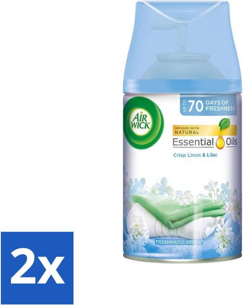 Air Wick - Lufterfrischer Nachfüller - Frisches Leinen & Flieder - Automatisches Spray - 250 ml - Vorteilspack - 2 Stücke