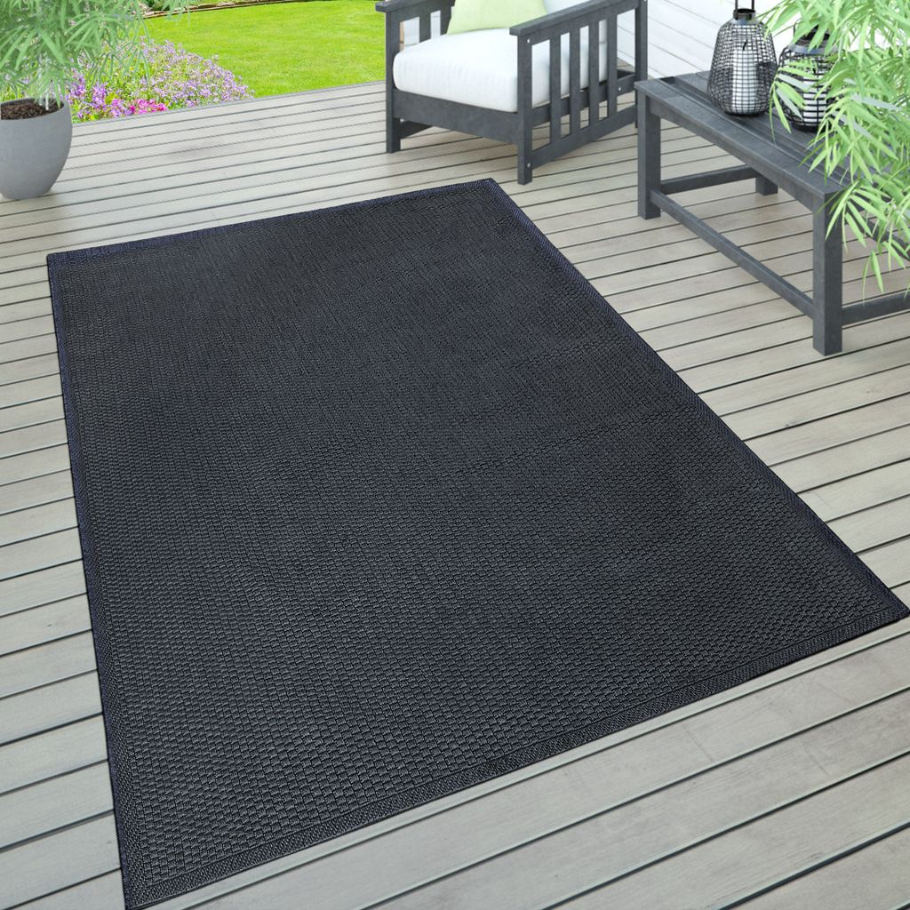 Outdoor Teppich wetterfest Garten & Terrasse flachgewebt Uni Sisaloptik robust Grösse 160x220 cm