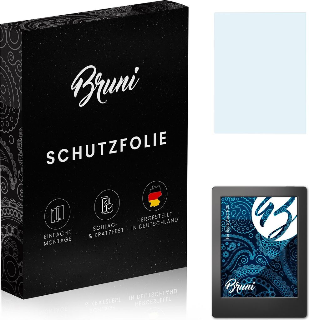 Bruni Basics-Clear 2x Schutzfolie kompatibel mit Kobo Aura H2O Folie