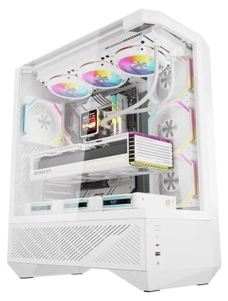 Boîtier Gamer darkFlash DY460 Blanc 4 Ventilateurs Verre Trempé Vision