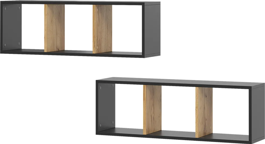 Scaffale a Muro Vicco Tomy Antracite Quercia 90x30cm Set 2