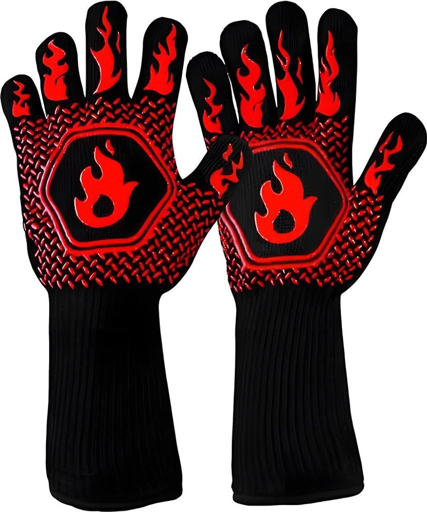 Hitzebeständiger Ofenhandschuh, feuerfester Kaminhandschuh, beständig bis 800 °C (1472 °F), EN407- für Schutz vor thermischen Risiken, hitzebe...