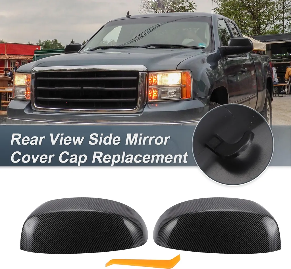 Caches Rétroviseurs Carbone pour Réparer Chevrolet Silverado et GMC Noir