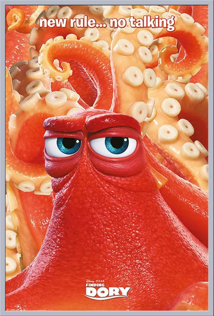 Affiche Le Monde de Dory No Talking avec Cadre Shinsuke Argenté 61x91,5