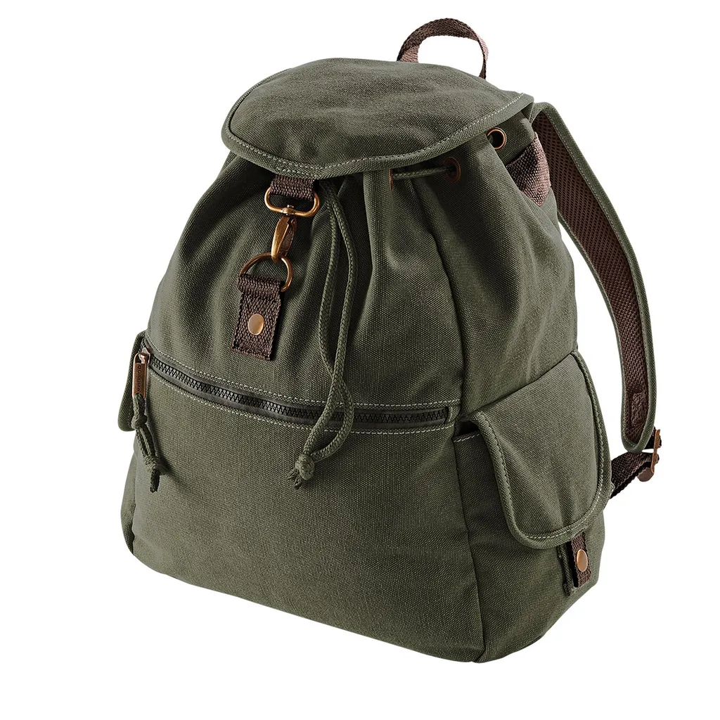 Quadra QD612 Zaino in Tela Vintage Militare | Zaino Canvas Resistente