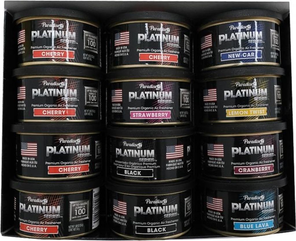 Paradise Air Fresh -Lufterfrischer, Dose, Platinum-Serie, 12 Dosen, sortiert.