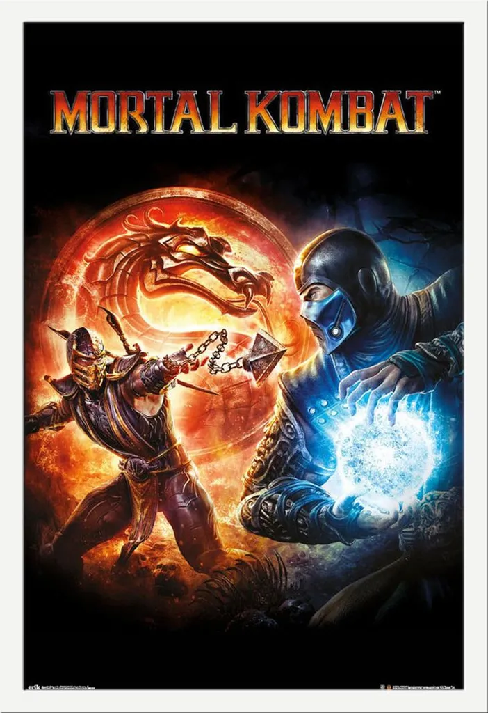 Poster Mortal Kombat 9 Shinsuke: Cornice MDF Bianca e Vetro Acrilico