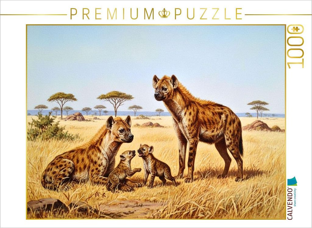 CALVENDO Puzzle Gemälde einer Hyänenfamilie | 1000 Teile Lege-Größe 64x48cm Foto-Puzzle für glückliche Stunden