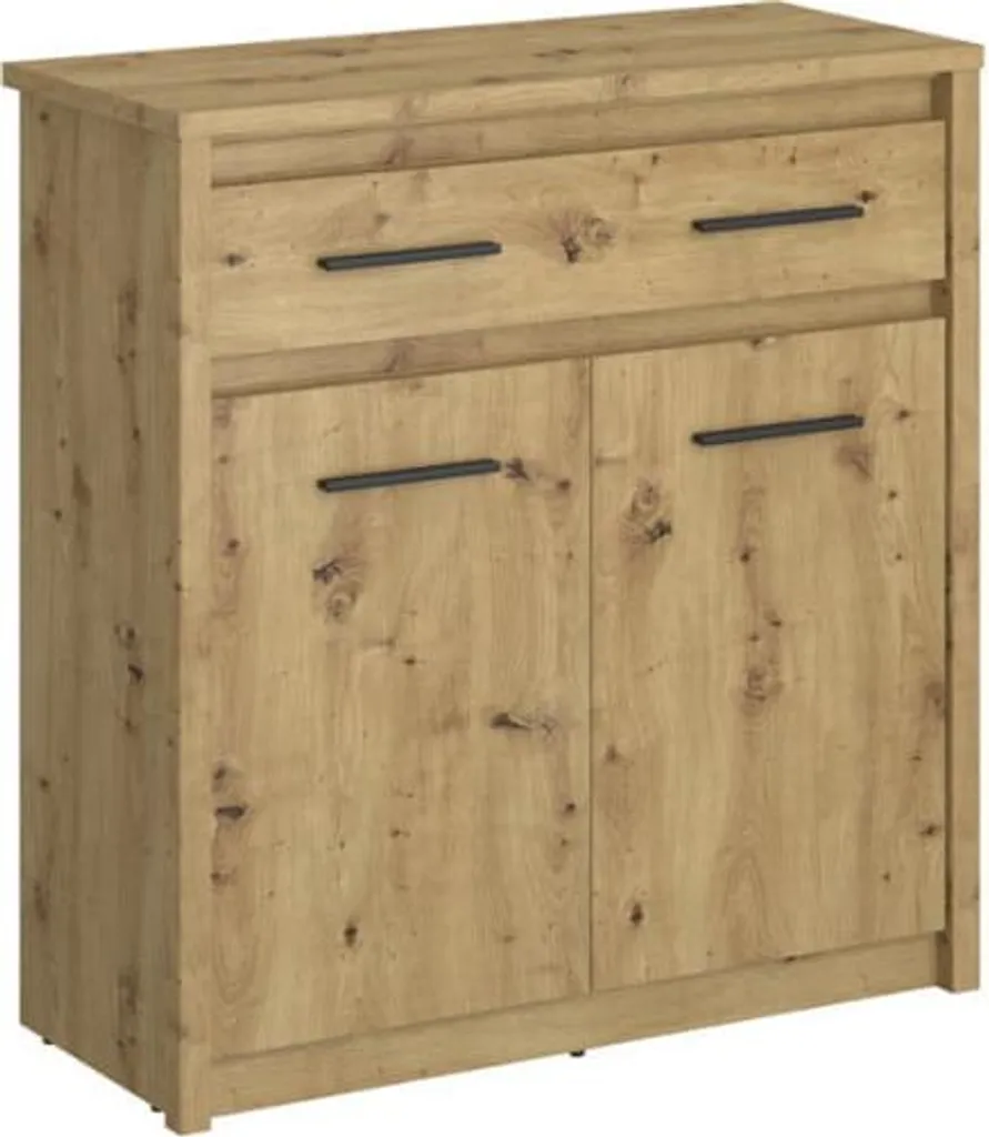 Buffet Bas Commode Ayson en Bois Clair pour Salon et Chambre Adulte