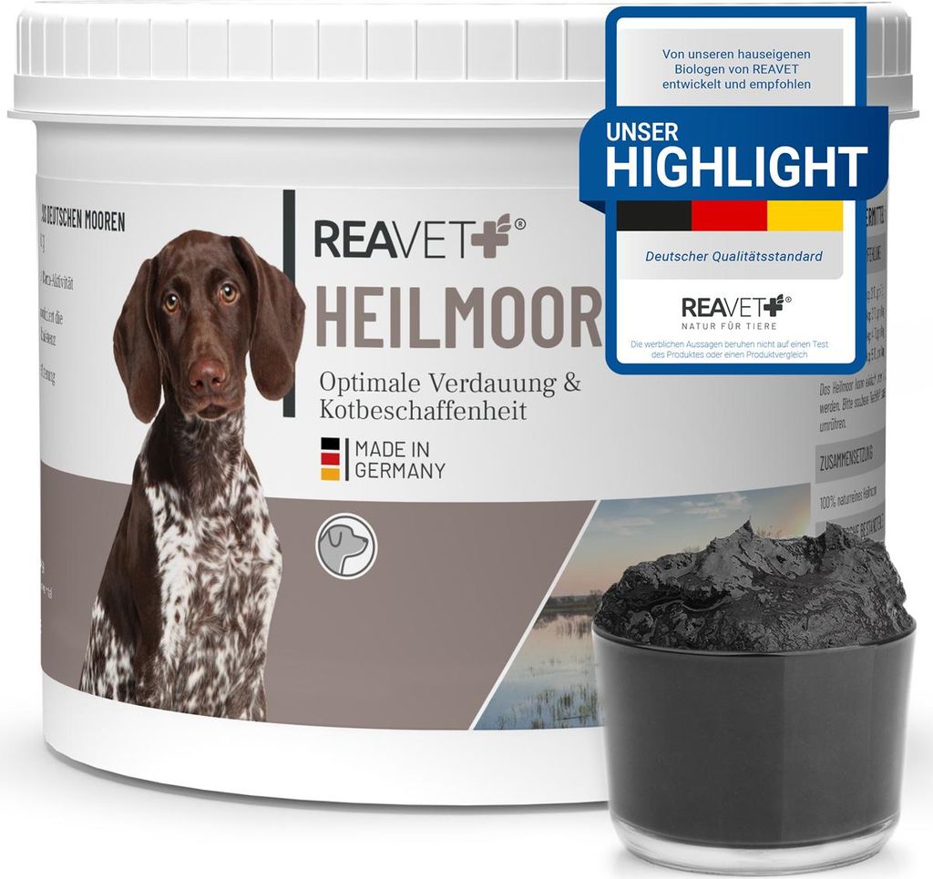 REAVET Heilmoor für Hunde 500g - Verbessert die Kotbeschaffenheit, Optimale Verdauung, Immunsystem, Magen-Darm-Aktivität, Appetit Anregung I Nat...