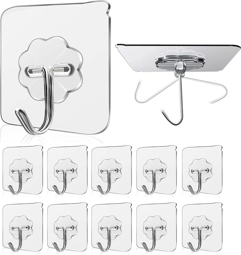 Klebehaken 30 Stück, Klebehaken Extra Stark mit 10 kg Tragkraft, Haken Selbstklebend für Wand, Decke, Bad & Küche, Adhesive Hooks wasserfest & ...