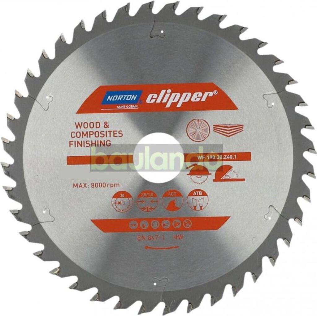 Norton Clipper Kreissägeblatt Holz / Verbundwerkstoffe 180x30 30Z