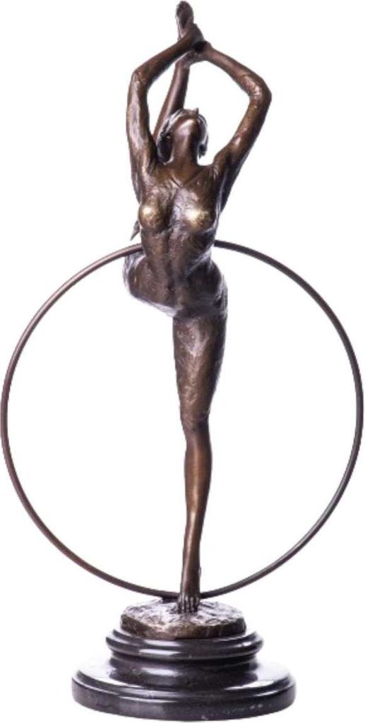 Bronzeskulptur Bronzefigur Gymnastin mit Ring