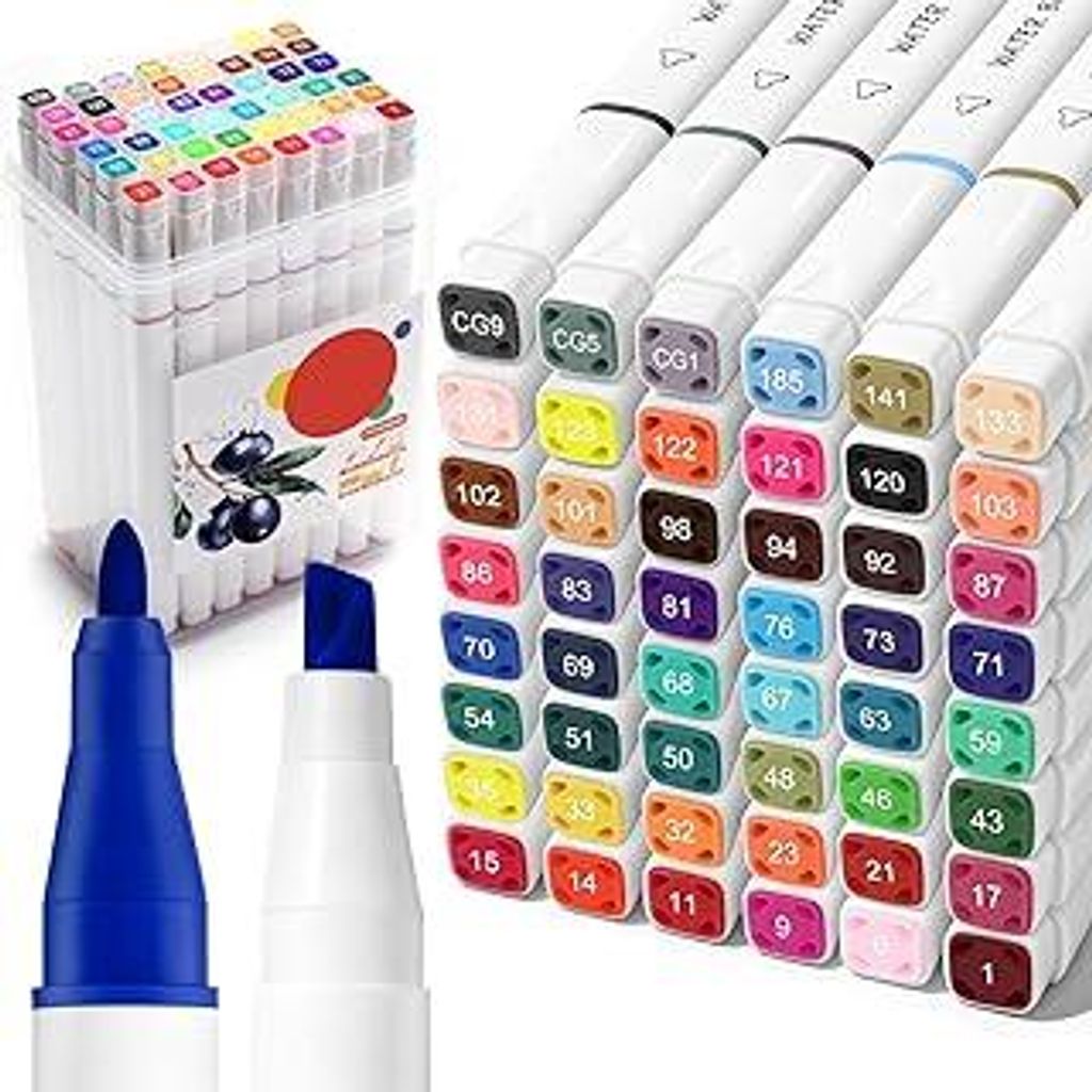 Koilox Marker Stifte Set, 48 Farben Doppelspitze Wasserbasierte Marker Stifte Set für Erwachsene, Highlights für Studenten/Manga-Künstler/Design...