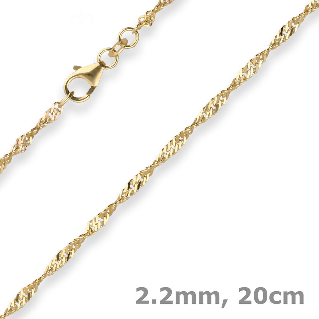 2,2mm Armband Singapurkette Goldarmband Armschmuck aus 585 Gold Gelbgold 20cm