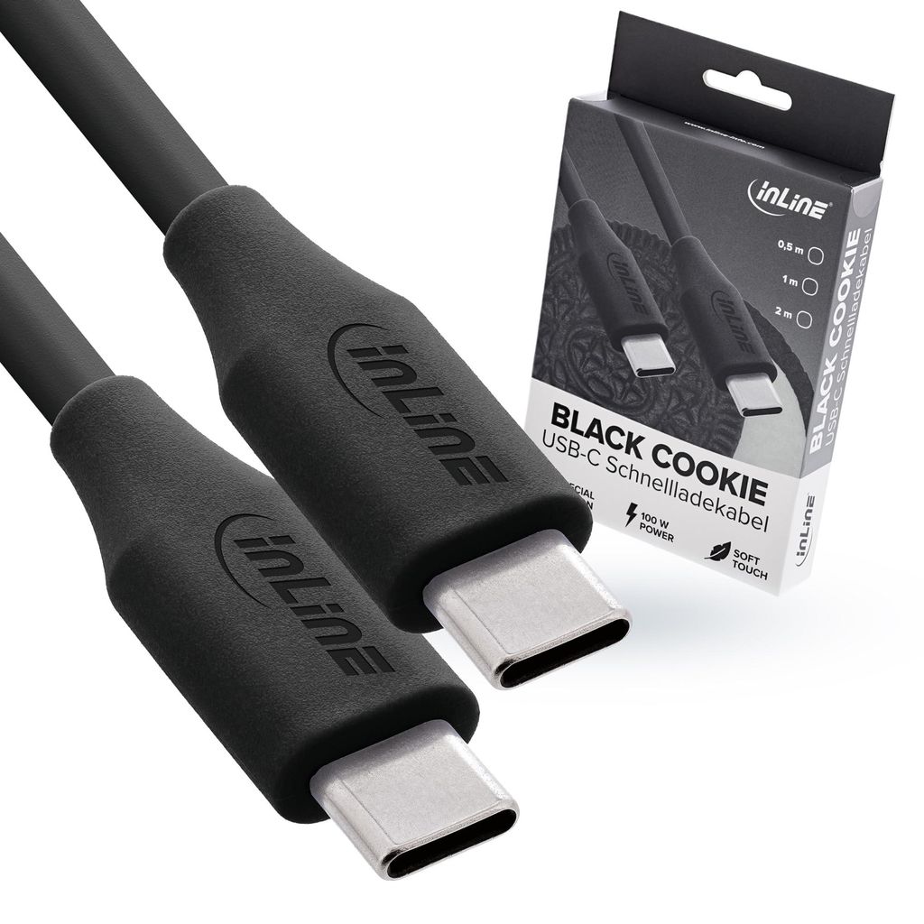 InLine Colour your Charge USB C Kabel 100W, PD Schnellladekabel, Silikon Ladekabel, flexibel, für iPhone Air 17 Pro 16 15 iPad Galaxy S23 Pixel Ta...