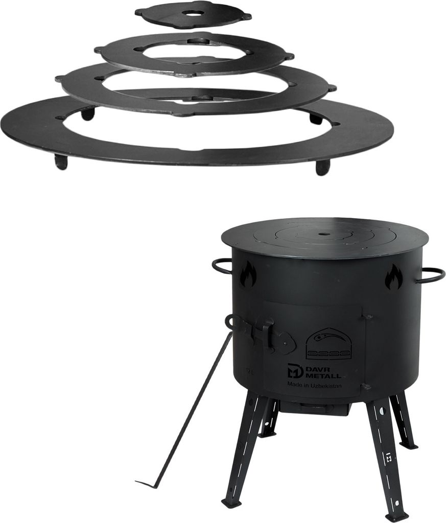 Ø40cm Uchag 2mm Stahl Utschak-Ofen Adapter-Ringe Utschag Feldküche Feuerstelle Campingofen Außenküche Eintopfofen