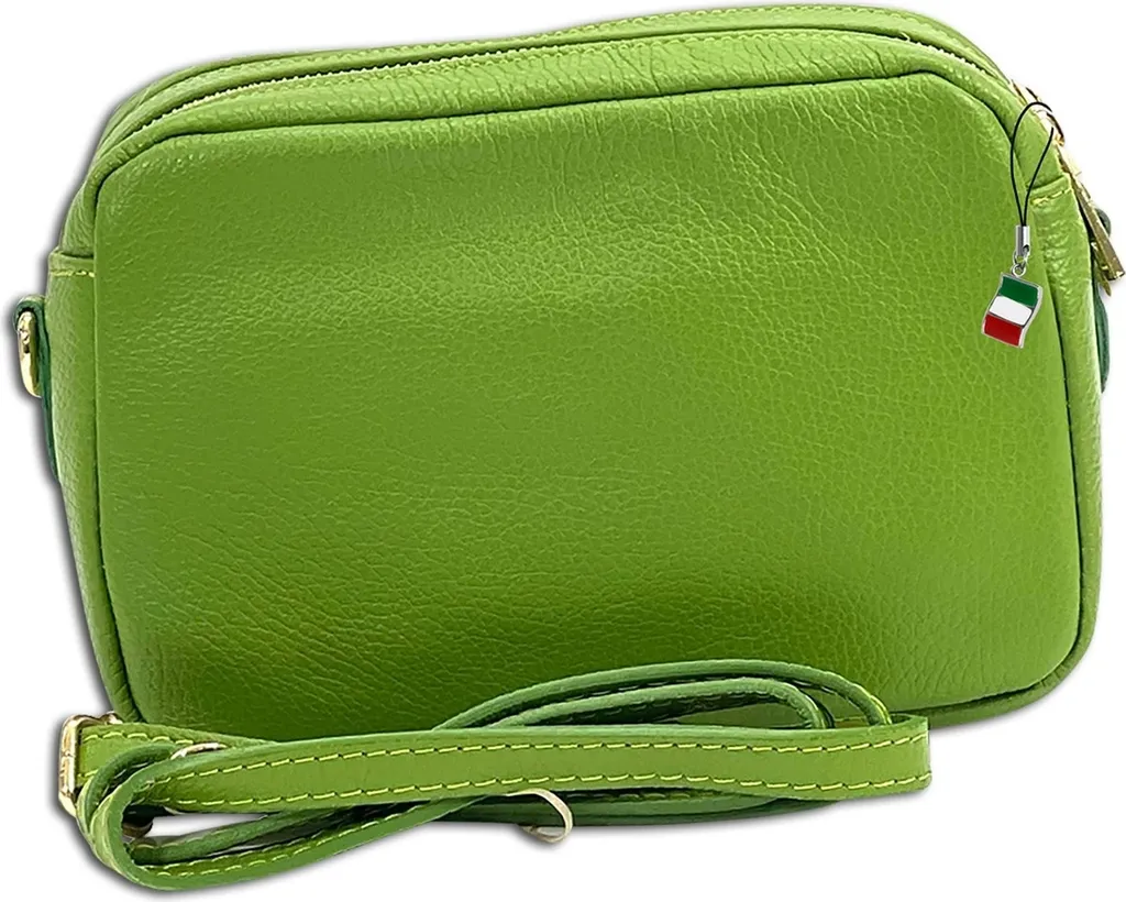 Sac à bandoulière en cuir véritable Florence vert clair pour femme