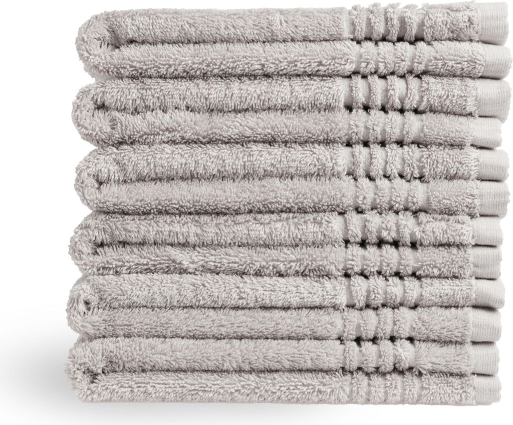 PHLOX Gästehandtücher Set - 6 Teilig - 100% Baumwolle 600 g/m² - 30x50 cm - Frottee, Weich - Creme Hellgrau