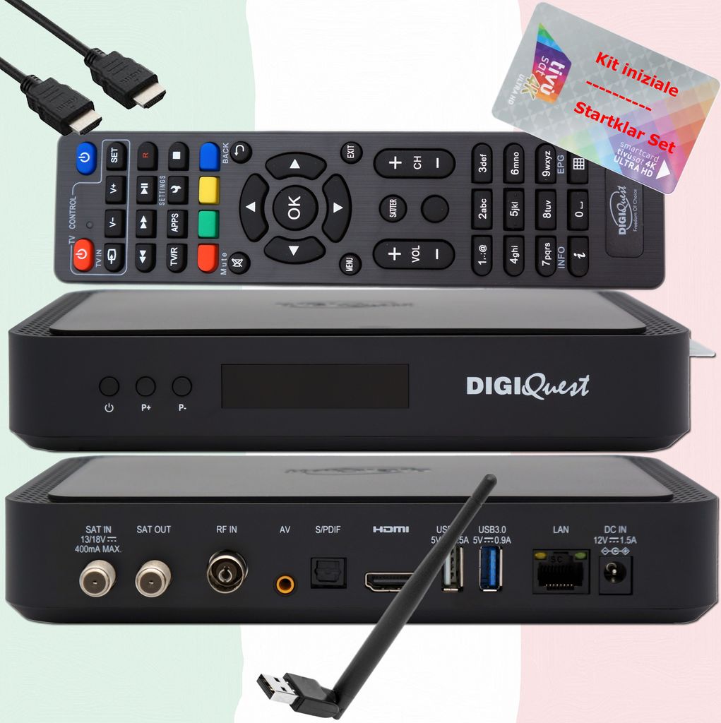 Carte TiVuSat 4K UHD + DIGIQuest Q80 4K H.265 S2+T2 Combo Image du produit 