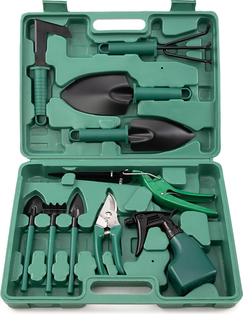 Gartengeräte 10-tlg. Gartenwerkzeug Set im Koffer Garten Pflanzset Handgeräte Kleingeräte Ideale Handgeräte für Hobbygärtner & Balkonpflanzen...