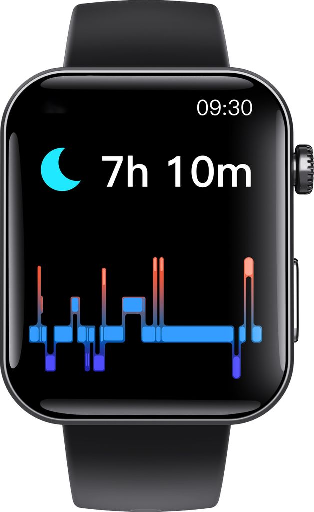 INF Smartwatch – misst Herzfrequenz, Blutdruck, Blutsauerstoff und Schritte Schwarzes Silikonarmband