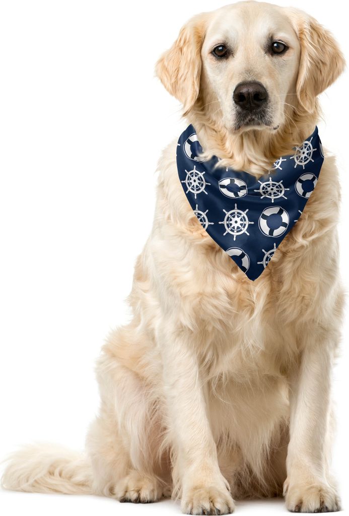 ABAKUHAUS Nautical Blau Haustier Bandana, Boje und Rad, 55x55 cm, Blau Weiss