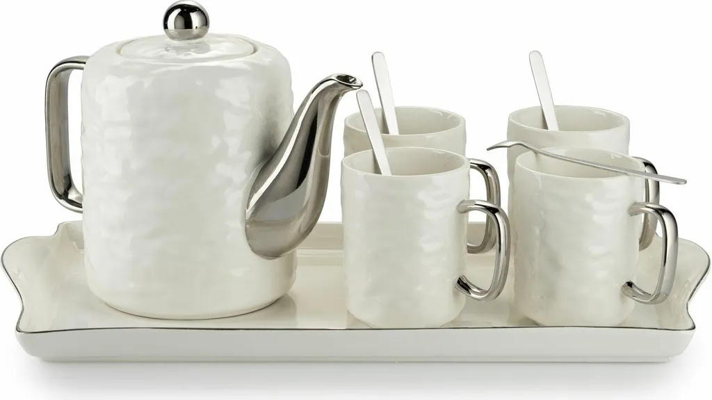 HowHomely Selena Silver: Set Caffè Design Moderno Bianco 6 Pezzi