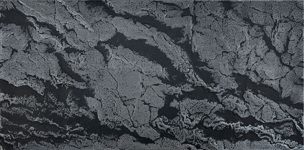 DECCART | 3D Deckenplatten | Schwarz-silberne Wandpaneele | Boulder | Felsimitation | 100x50cm | 8m2