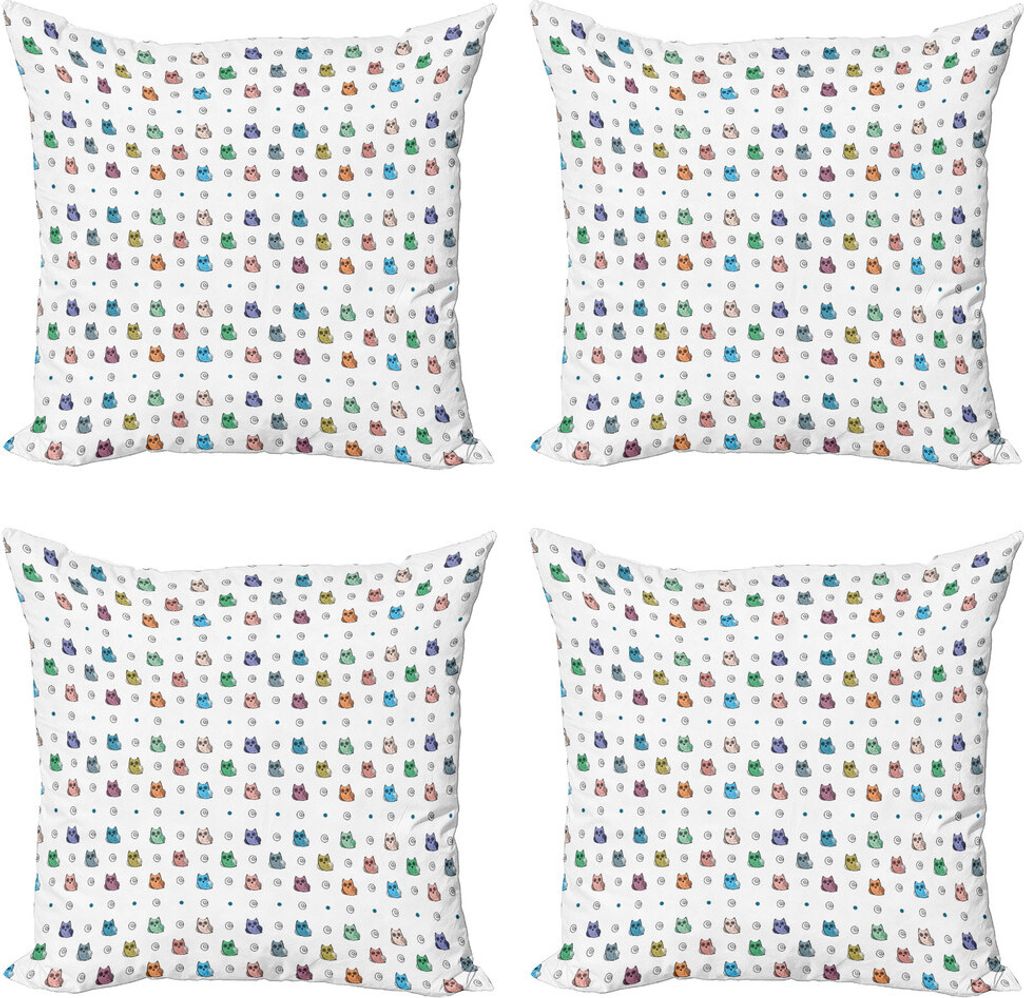 ABAKUHAUS Eule Kissenbezug Set (4 Stück), Eulen Big Eyes Nursery, Moderner Doppelseitiger Digitaldruck, 40 cm x 40 cm, Mehrfarbig