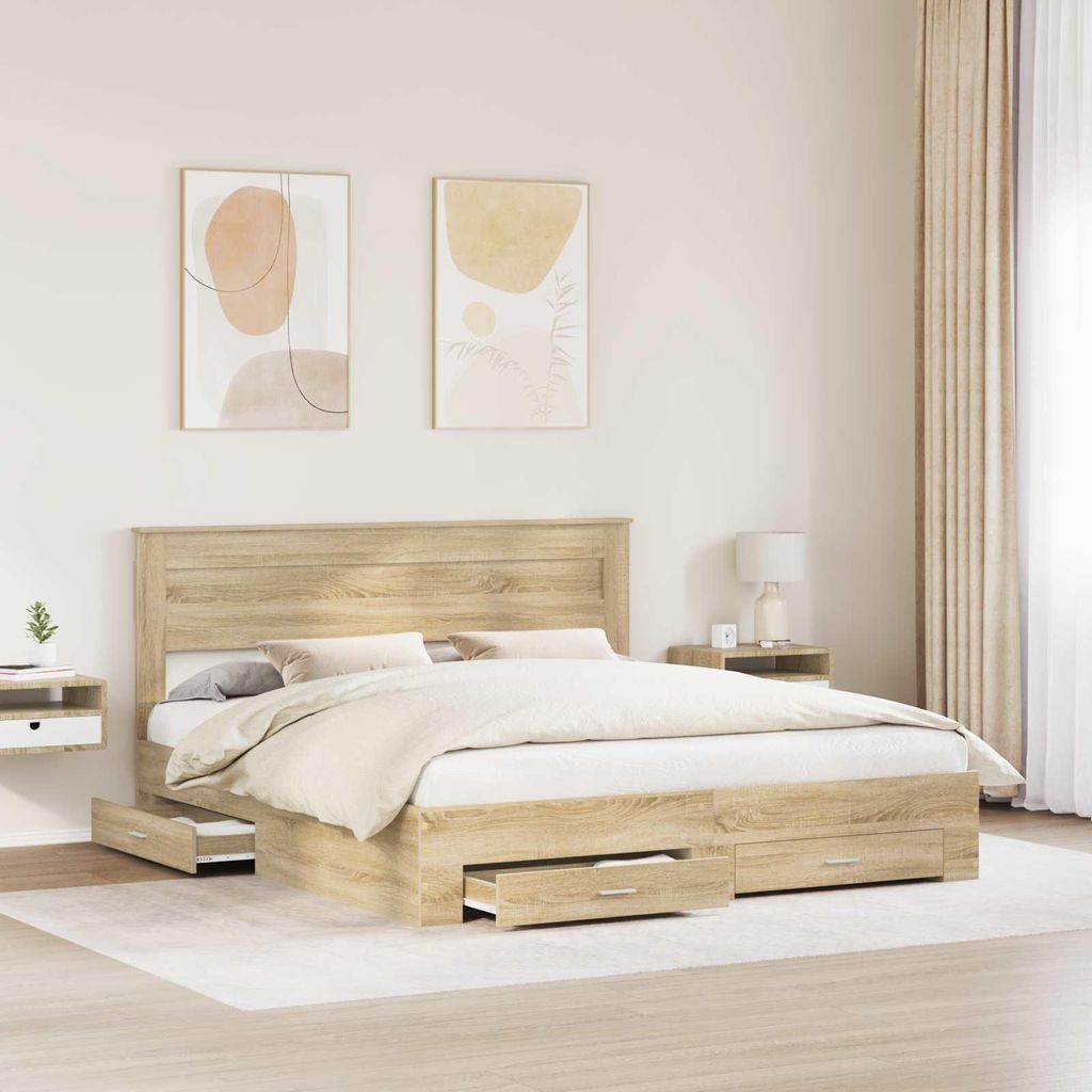 (Robust Möbel) Bettrahmen mit Schubladen mit Kopfteil Holzwerkstoff - CL446241 - Klassische BettenJugendbett Tagesbett