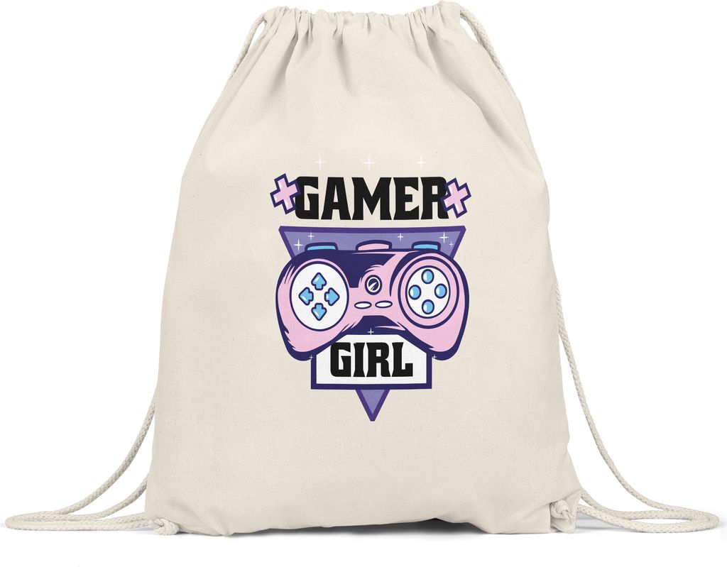 Gamer Girl Turnbeutel Gymsack mit süßem Spielkonsole Motiv für Frauen Mädchen die gerne Konsole zocken Streamerin PC Zocken
